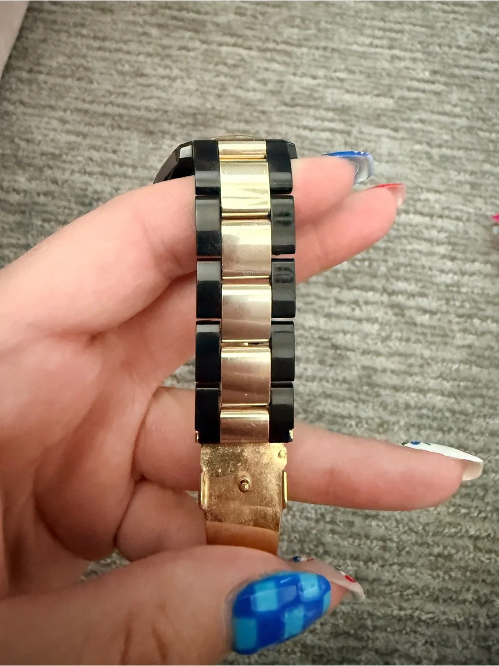 Fossil Gold and Black Bracelet Watch Clasp Detail